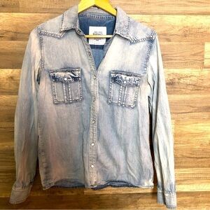 Buffalo  Western Chambray Denim Button Up Shirt Medium